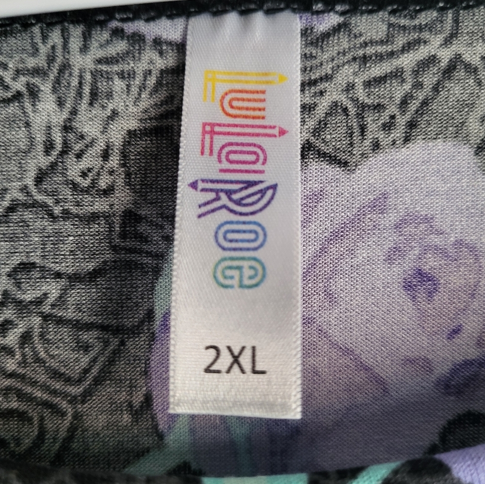 LuLaRoe Lynnae 2XL Black/Purple/Green - Picture 4 of 5